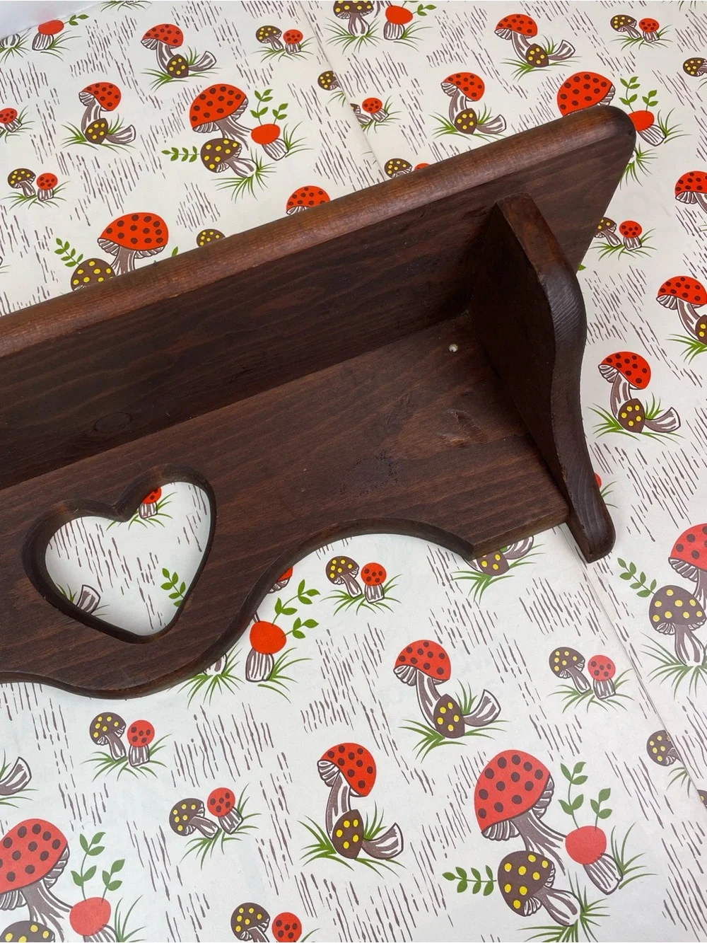 Vintage Heart Shelf Dark Colored Wooden Trinket Display